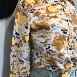 Vintage Stuart Lang Meadow Lamb Print Button Down